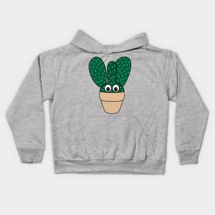 Cute Cactus Design #264: Bunny Ears Cactus In Dotted Terra-cotta Pot Kids Hoodie